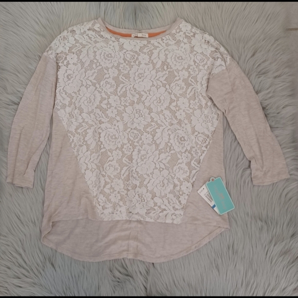 Copper Key Cream & White Lace Sweater Size XL - Picture 3 of 7